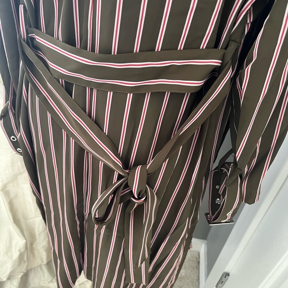 FRNCH Brown/Khaki trench coat with Red stripes - Picture 4 of 11